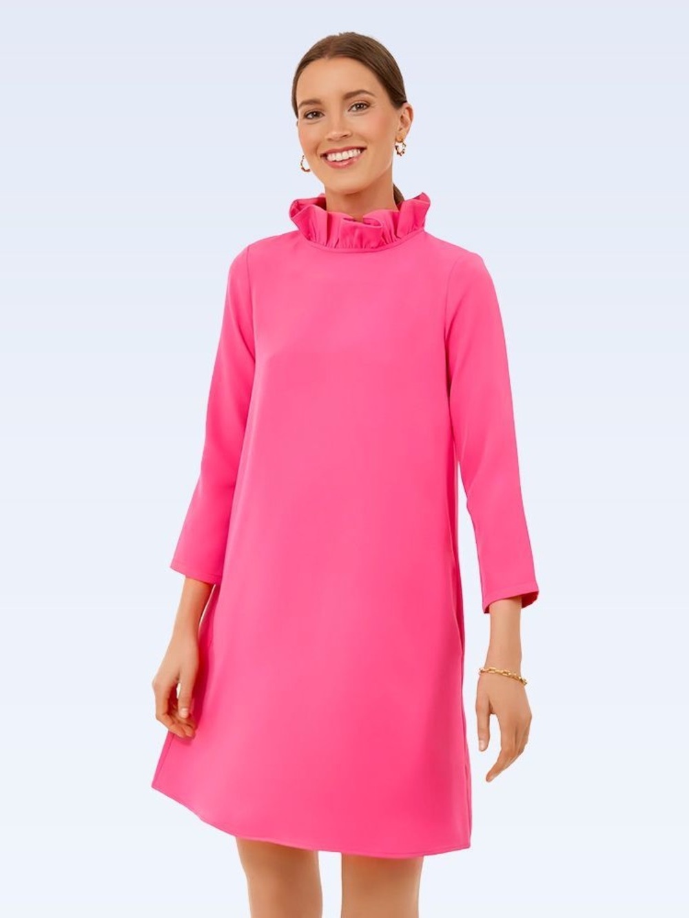 Pomander Place Daphne Mini Dress Pink XL Ruffle Bow Mod Retro